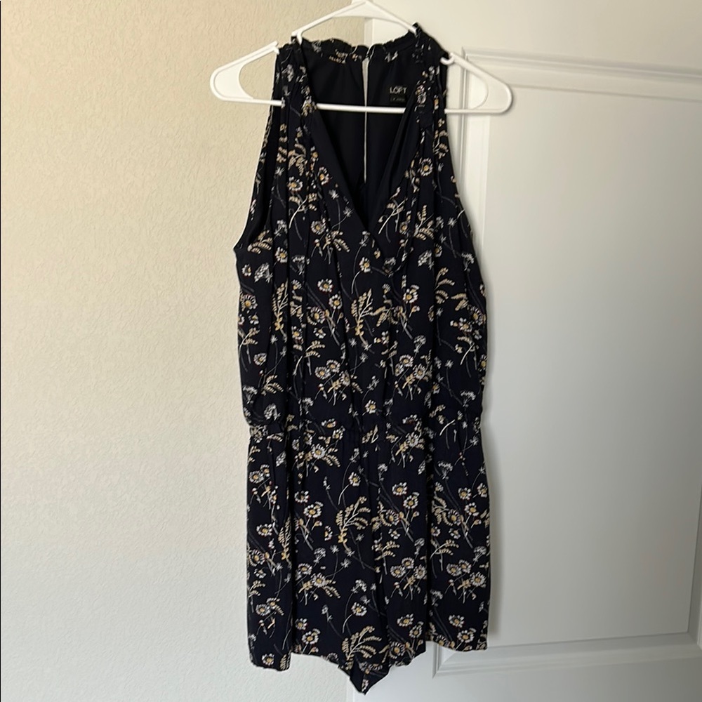 Blue Floral Women's Romper, Loft, Size Medium